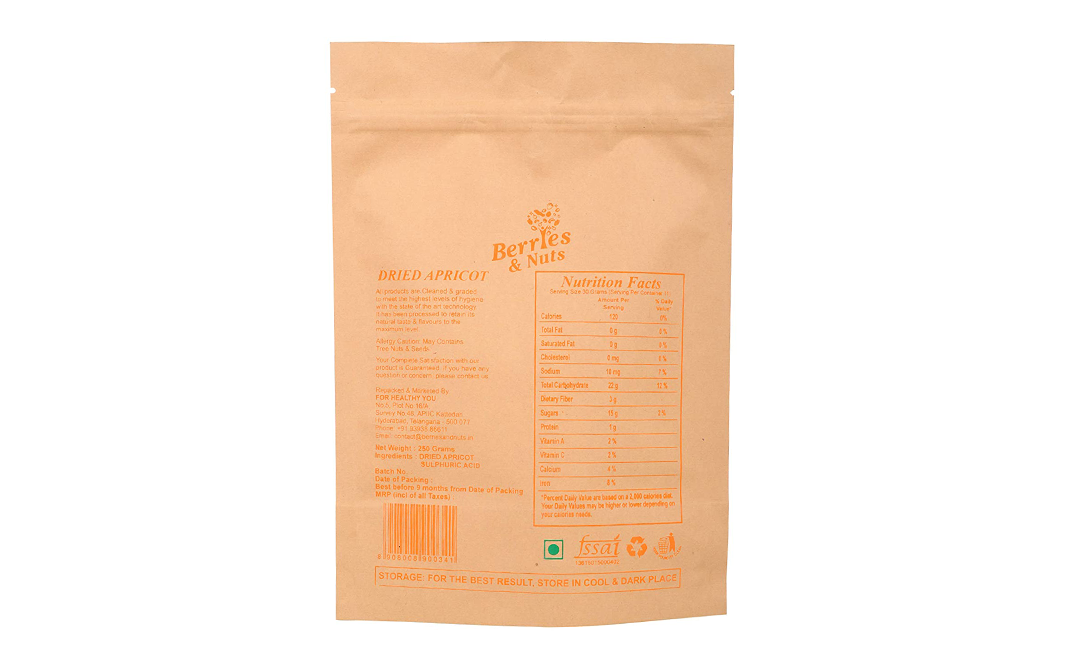 Berries & Nuts Dried Apricot    Pack  250 grams